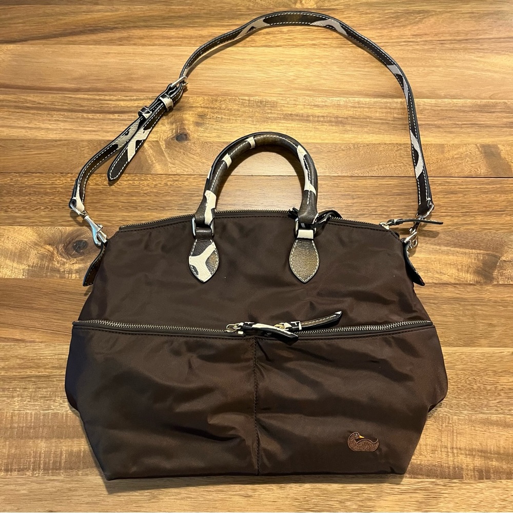 DOONEY & BOURKE Dillen Double Pocket Satchel Brown Nylon